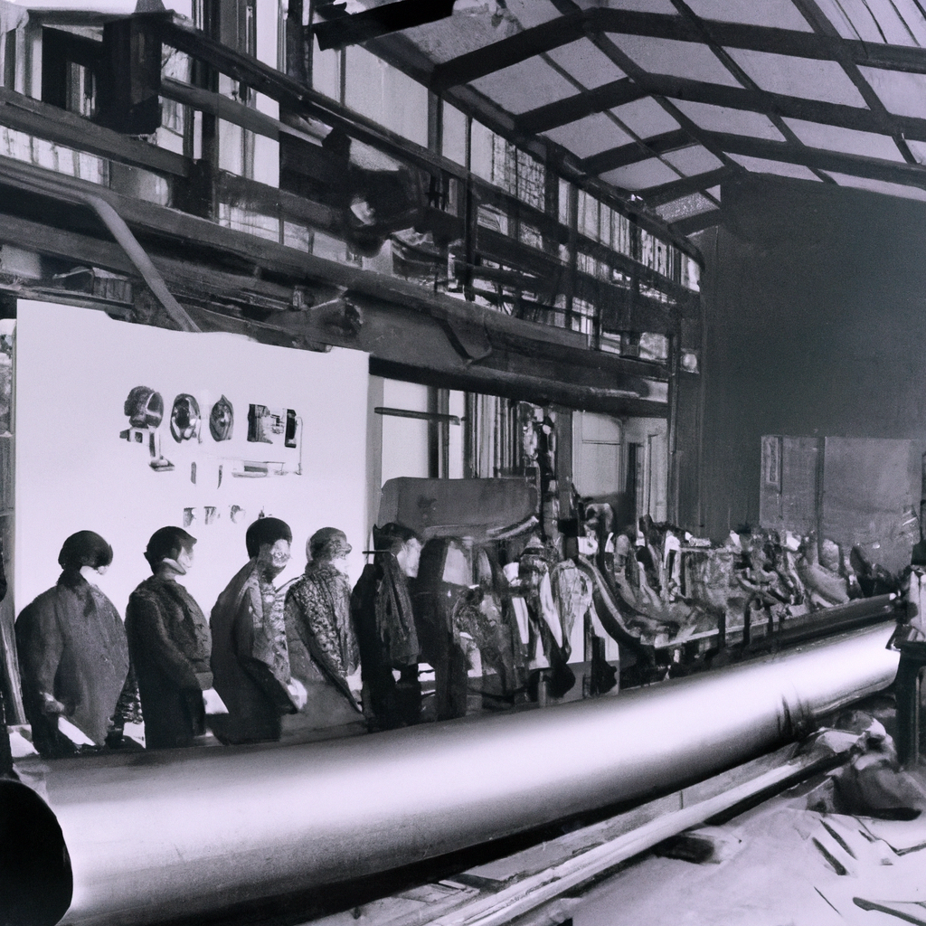 a vintage photograph to accompany the news story: Pioneering a New Era: How Tamaribuchi Heavy Manufacturing Concern and Matsumura Fishworks are Transforming Industries through their Partnership